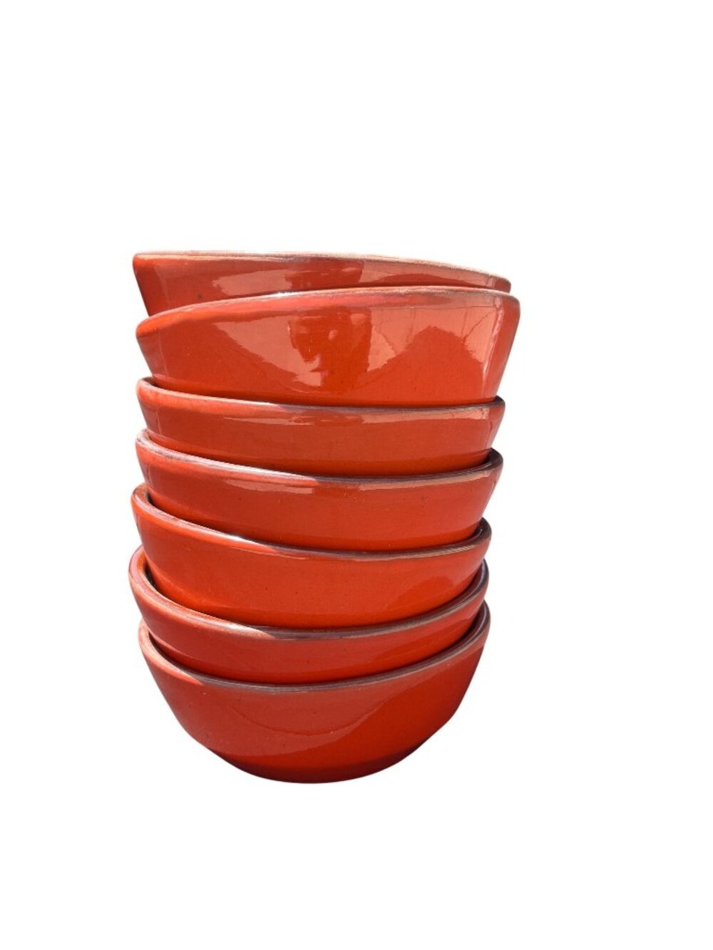 Vintage Frankoma 6x Pottery Orange Flame 5.5" Bowls Set of 7